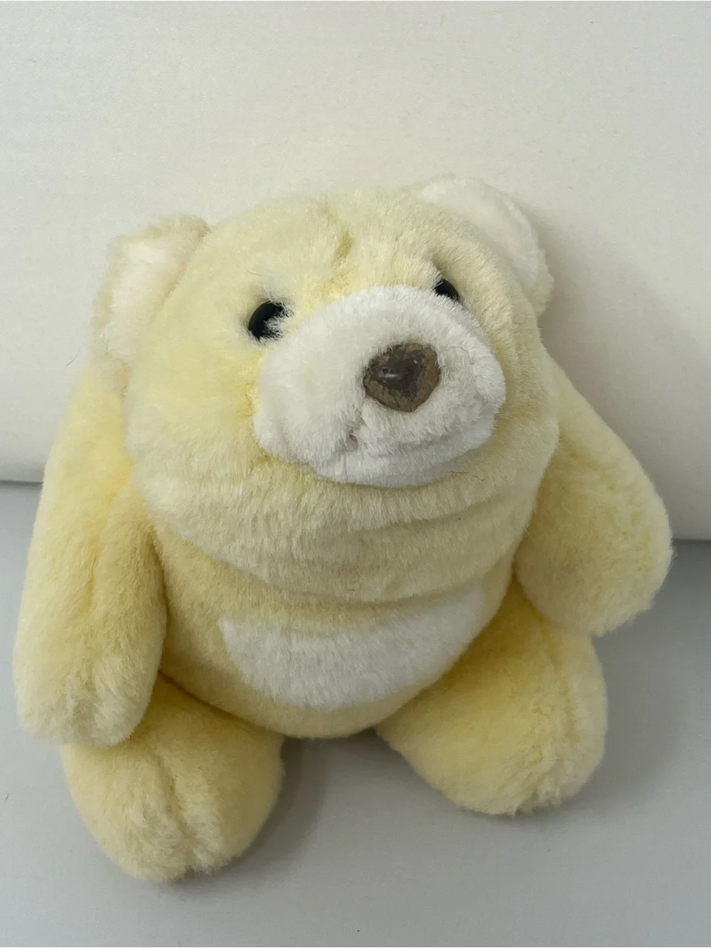 Rare Vintage 1980 Gund Snuffles Teddy Bear Pastel Yellow/Cream Made in Korea 8”